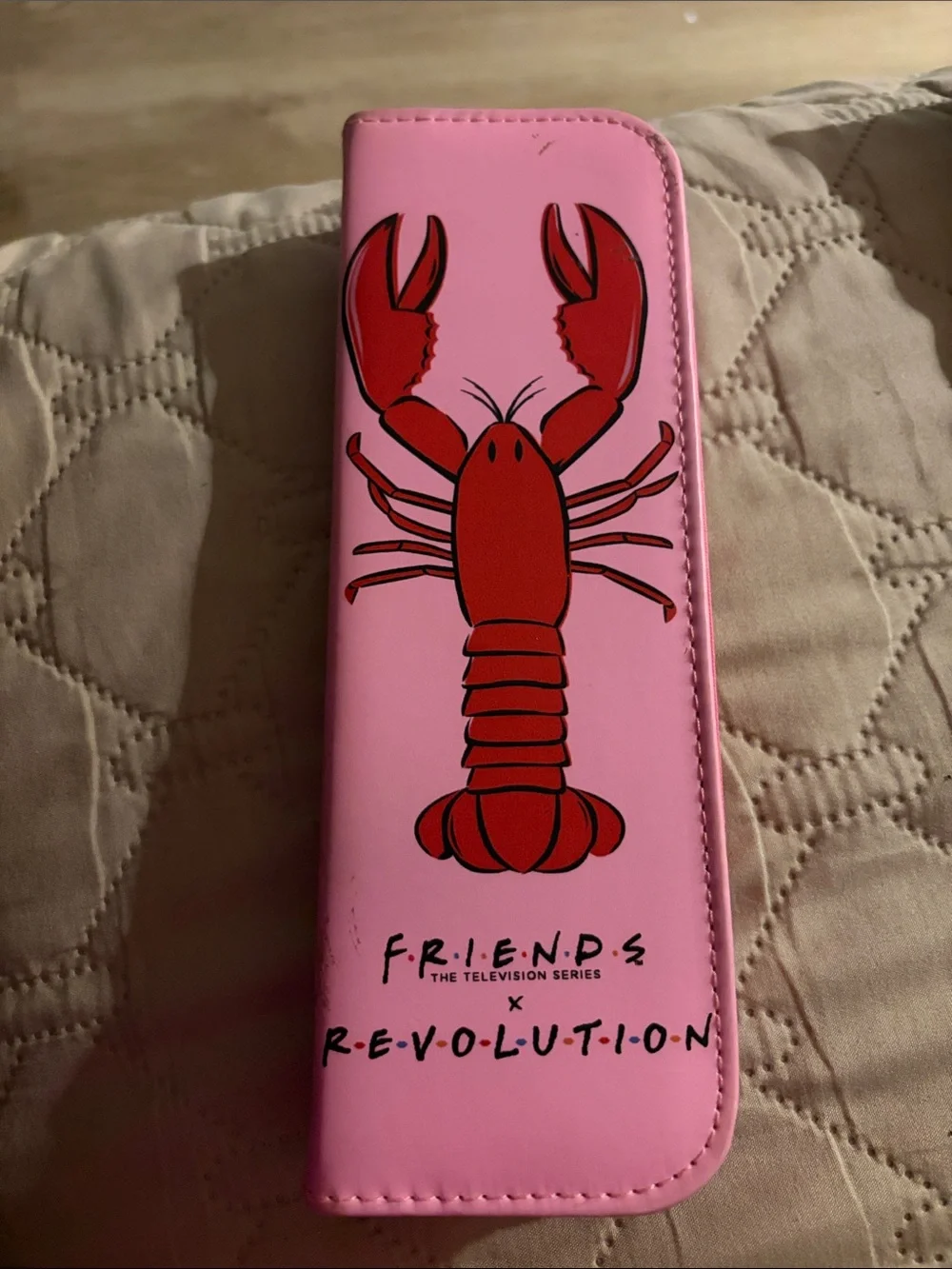 Friends x Revolution Pink Lobster Zip make up brush set and Case